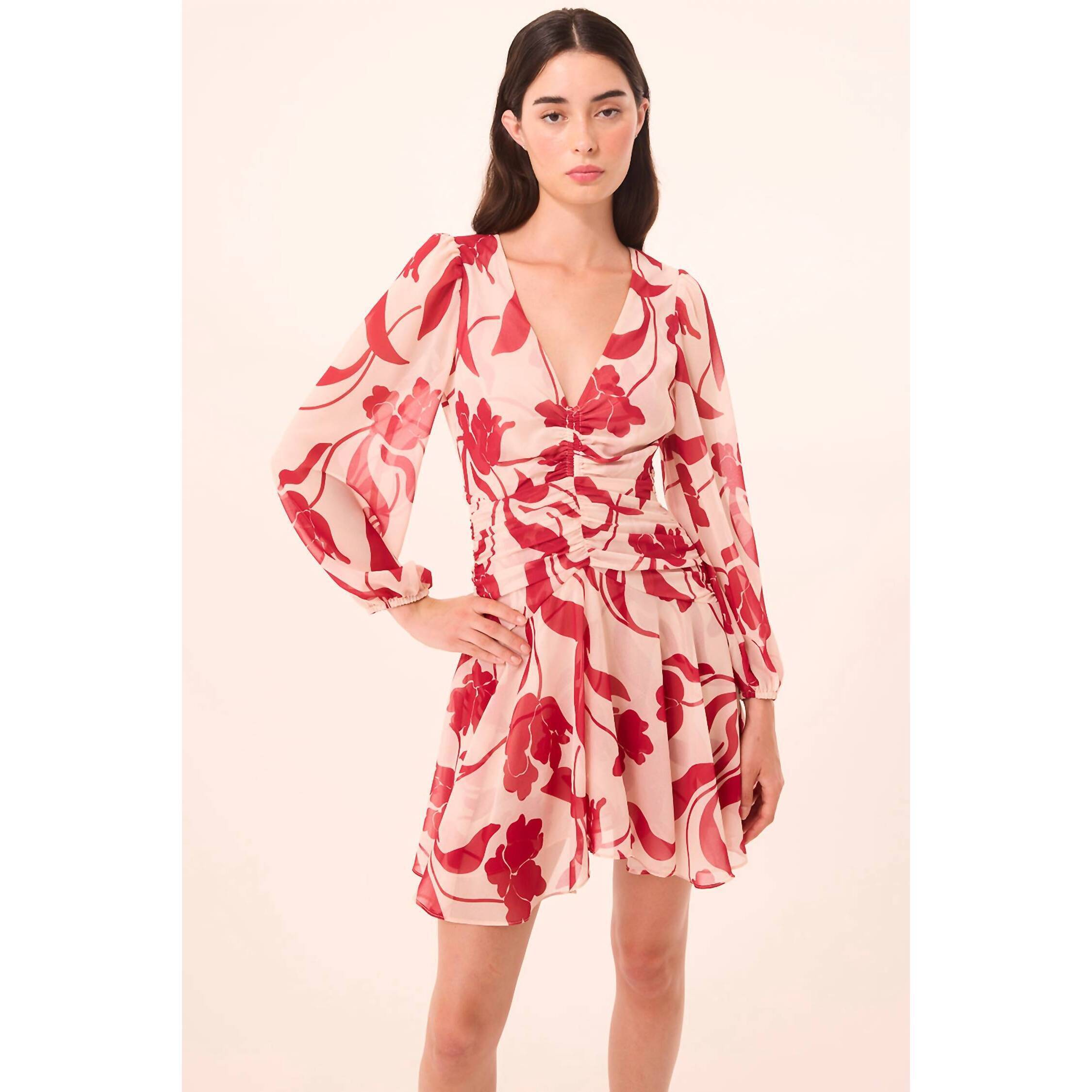 New Misa Los Angeles Megan Dress In Cherry Flora